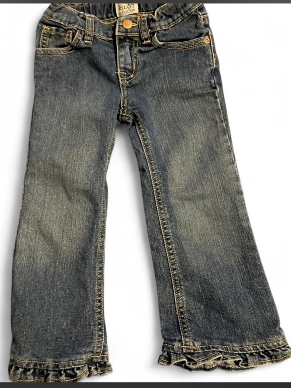 Girls' Dark Wash Ruffle Hem Jeans